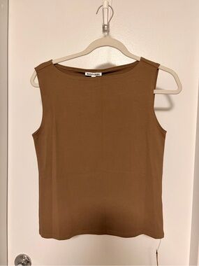 Reformation Classic Ribbed Boatneck Tank in Camel Brown